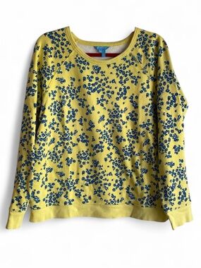 Draper James Yellow and Blue Floral Sweatshirt Size L